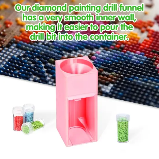 Diamond Painting Organizer Tool - Drill Funnel for Round Containers, Portable Art Funnel for Easy Transfer, Accessories (Pink) {3}