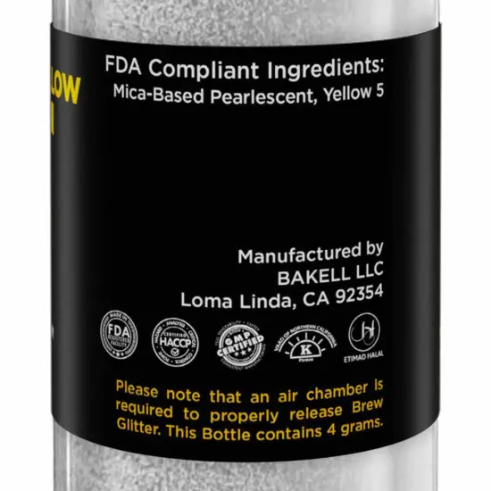 Brew Glitter - Yellow Color Changing Edible Drink Glitter (4g, Mini Spray Pump) for Beer, Cocktails and Beverages {6}