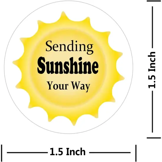 Sending Sunshine Your Way Stickers, 1.5 Inch Sending Sunshine Themed Thank You Customer Appreciation Sticker Labels for Small Shop,Small Business, Packaging (500 Pcs) {2}