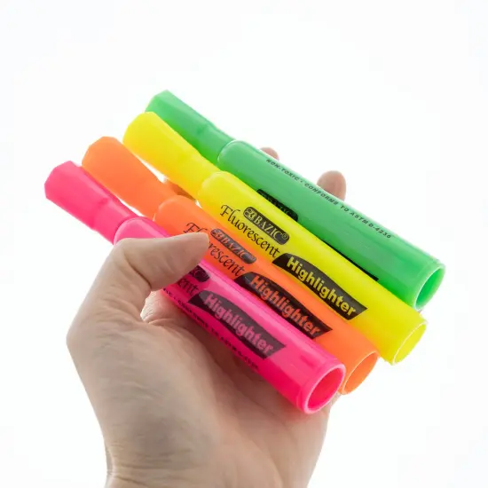 BAZIC Desk Style Fluorescent Highlighters (4/Pack) {5}