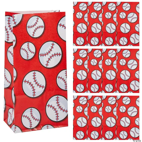 5 1/4" x 10" Baseball Paper Treat Bags - 12 Pc. {2}
