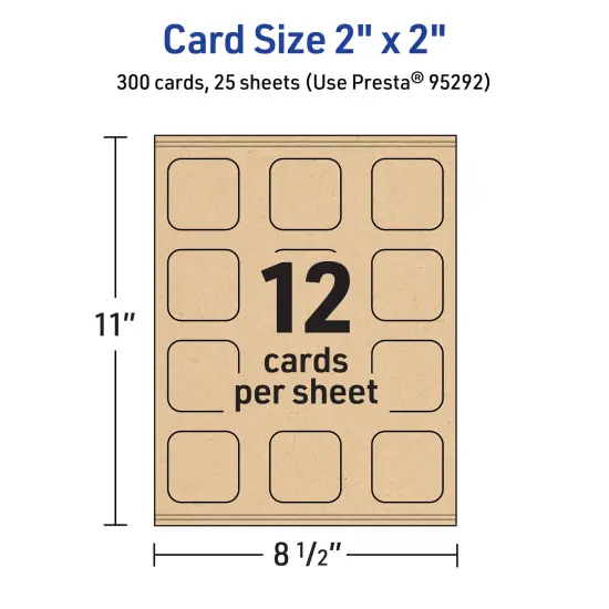 Avery Kraft Brown Square Cards, 2" x 2" Square Rounded Corners {5}