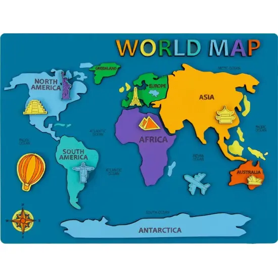 Rosa Talent World Map 3D Paint Set, MDF, 9.65*7.28 inches {1}
