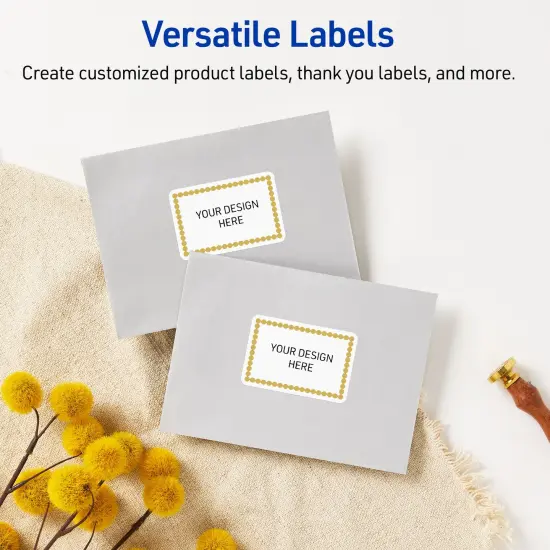 Avery Printable Rectangle Labels, Gold Beads, 2" x 4", Glossy White Rectangle Labels, Permanent, Laser/Inkjet, 100ct, Great for Product Labels {6}