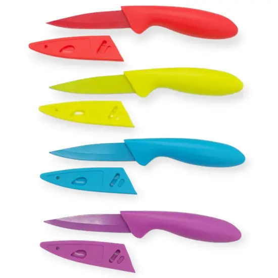 Handy Housewares 4pc Colorful Paring Knife Set with Sheath Covers {2}