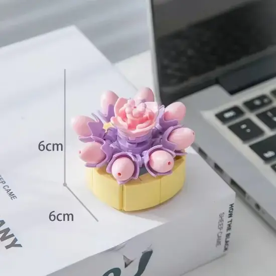 Peach Egg Building Brick Mini Potted Plant F07M9-11(104)-A7 {1}