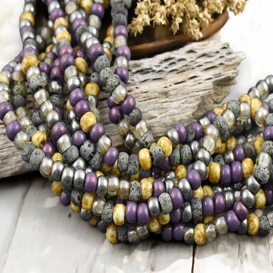 2/0 Aged Imperial Purple Picasso Mix Seed Beads (21" Strand) {3}