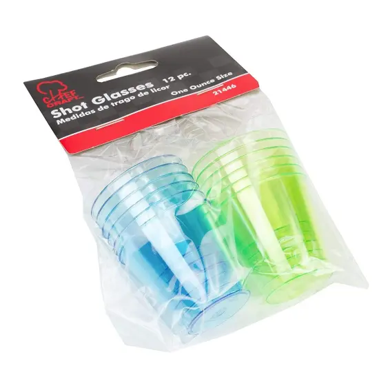 Chef Craft 12pc Disposable Plastic One-Ounce Shot Glasses Set - Great for Parties {3}