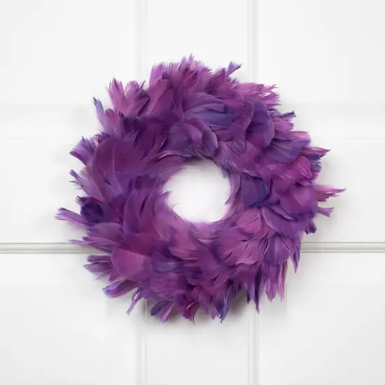 Northlight Layered Feather Christmas Wreath - 10" - Purple - Unlit {1}