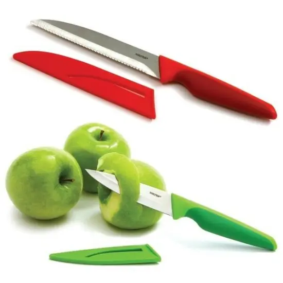 Norpro 2-Piece Grip-EZ Steel Blade Paring & Utility Tomato Knife Set with Sheaths {4}