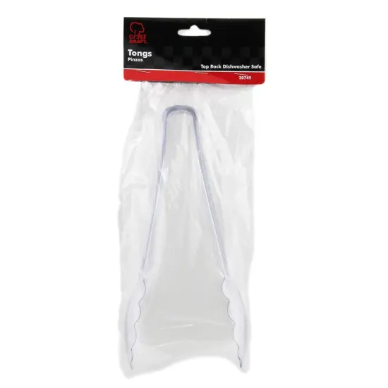 Chef Craft 9" Clear Plastic Serving Tongs with Clamshell Ends {3}