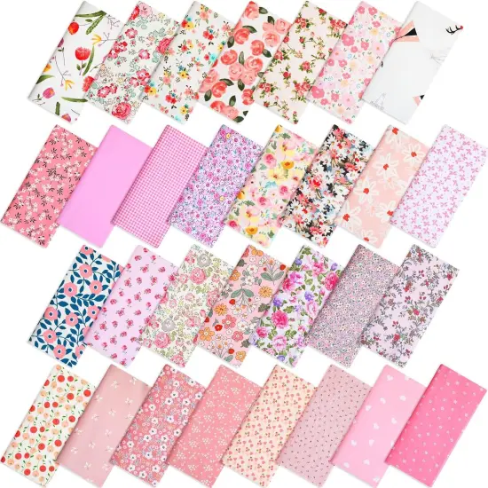 30 Pcs 10" Quilting Cotton Fabric Squares Floral Precut Fabric Square Sheets {3}