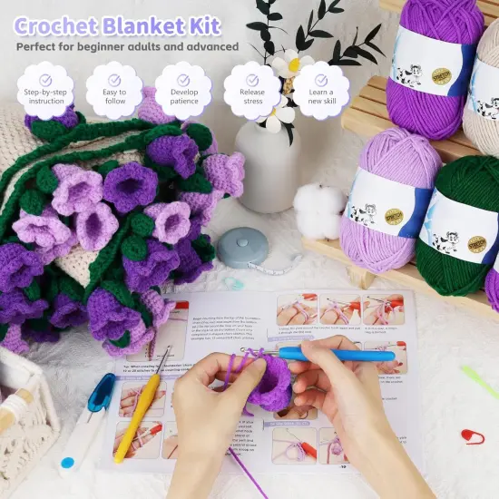 Flower Bouquet Blanket Crochet Kit for Beginners {4}