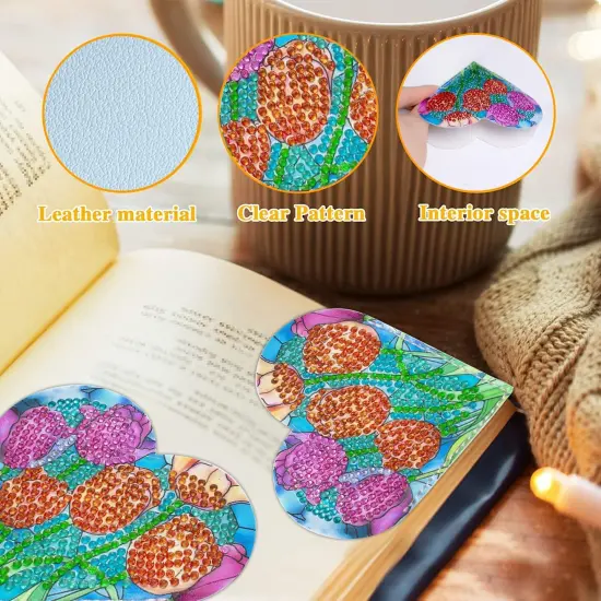 4 Pcs Diamond Painting Bookmark Kits(Heart Flower) {2}