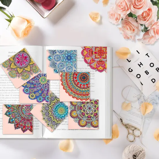 8 Pcs - DIY Leather Diamond Painting Corner Bookmarks Kits {4}