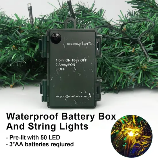 10Ft Pre-lit Christmas Garland with 50 LED Lights- Battery Operated String Light {6}