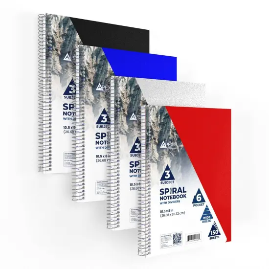 Spiral Notebook 3-Subject Wide-Ruled &ndash; 150 Sheets &ndash; 24 Ct {3}