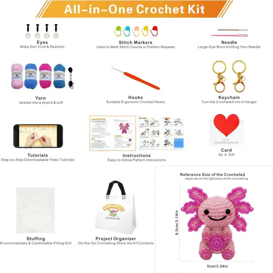 Axolotl Animal Crochet Kit for Adult & Kid {2}