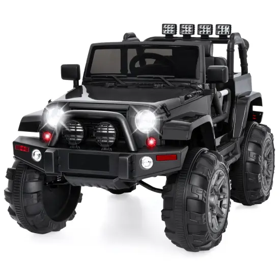 Best Choice Products 12V Kids Ride On Truck Car w/ Remote Control, Spring Suspension, Bluetooth, LED Lights Black {1}
