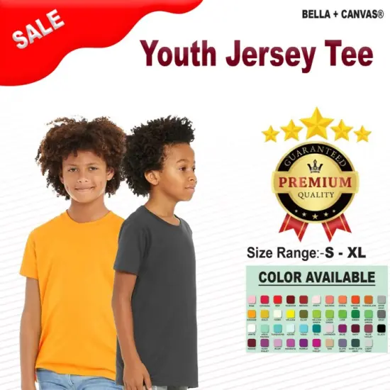 BELLA + CANVAS&reg; Youth Jersey Crewneck Short Sleeve Tee - 3001Y Dark grey {7}