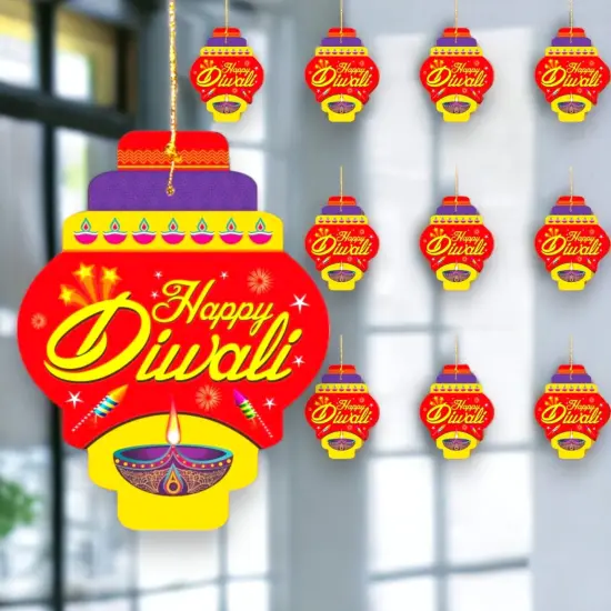 10ct Paper Happy Diwali Hanging , Diwali Decoration, Diwali Decor, Diwali Decorations, Diwali Party, Deepawali Hanging, Diwali Garland {2}
