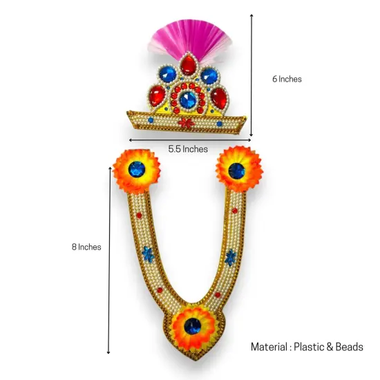 Jewelry Set for Janmashtami Ganesh Chaturthi Celebration Ganesha/krishna Leela Accessories Mukut Necklace - Makhan Chor Kanha Jewelry Set {3}