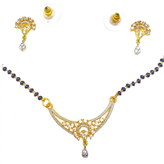 Mangalsutra with Earring Jewerly Set, Mangalsutra Necklace, Mangalsutra Chain, Mangalsutra Earrings, Mangal Sutra, Indian Jewelry {2}