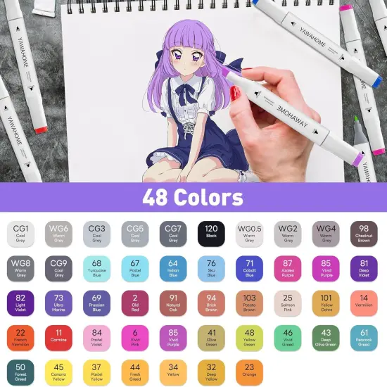 48 Colors Alcohol Markers Set {4}