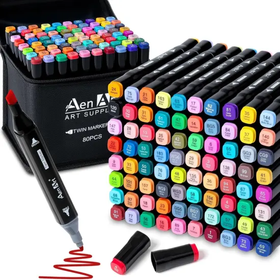 80 Color Dual Tip Art Drawing Markers {1}