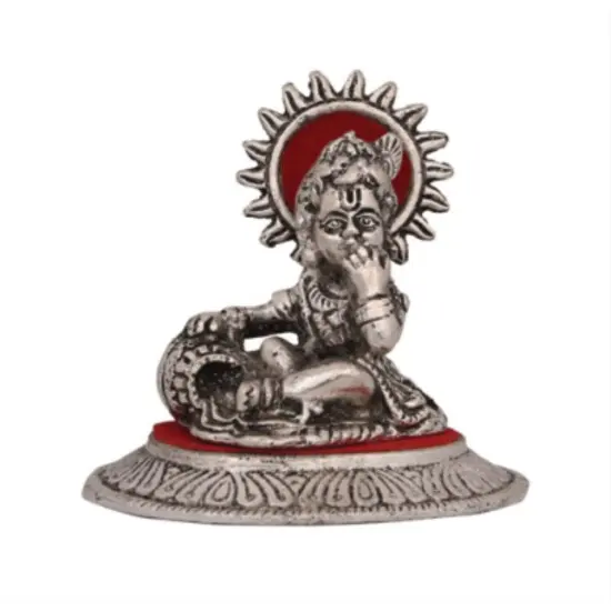 Bal Krishna Statue Metal Lord Krishna Idol Showpiece Krishna with Matki Mandir Temple Pooja Decor Home Office Decoration Housewarming Gift Diwali Decoration {2}