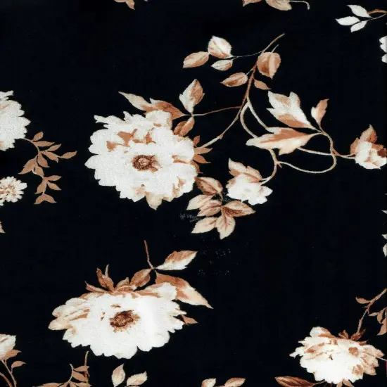 1 Yard Floral CEY Airflow Print Fabric, 58/59&Prime; Wide 100% Polyester BLACK {1}