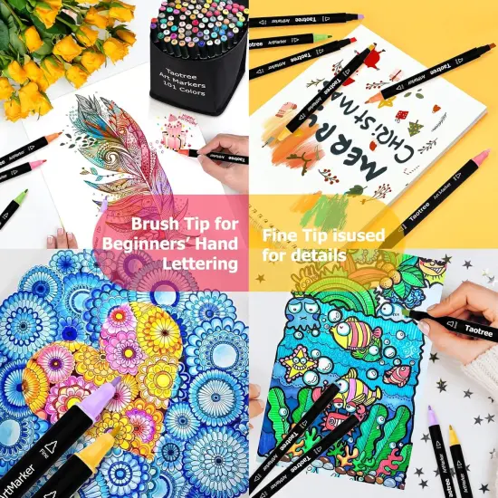 101 Colors Dual Tips Art Markers Pens Set {5}
