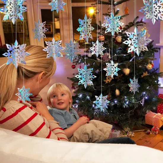 15pcs 3D Christmas Iridescent Snowflakes Ornaments - Laser {2}