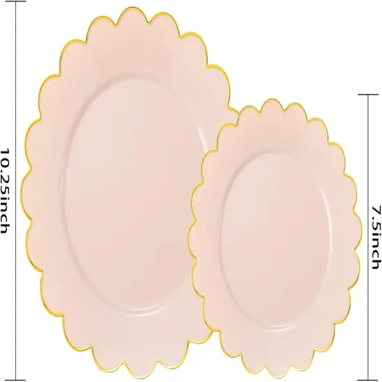 60Pcs Pink and Gold Baby Shower Disposable Plates Set &ndash; 30 Dinner & 30 Dessert Plates {2}