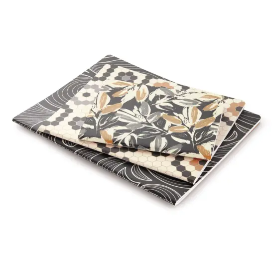 Leaf Tiles Stitched Notebook Set, Softcover Journal, Class Notebooks {4}