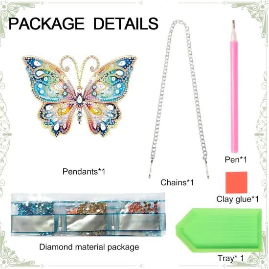 Hanging Pendant Diamond Painting Kit (Colorful Butterfly) {3}