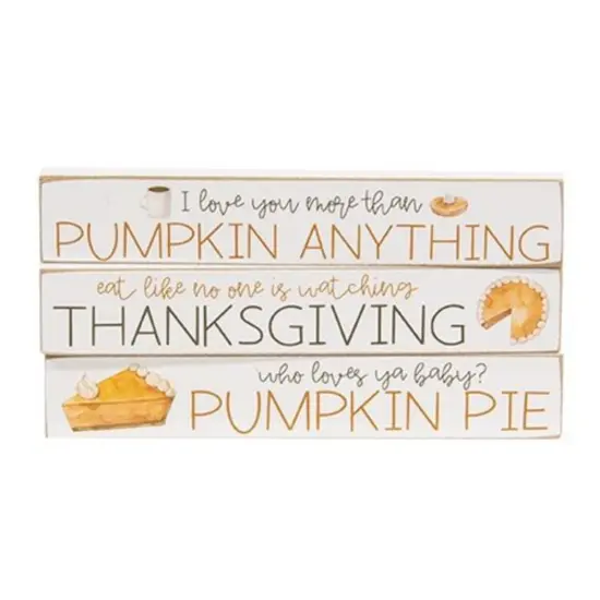 Wood Mini Fall Quote Blocks with Pumpkin Pie Designs 3 Asstd. {1}