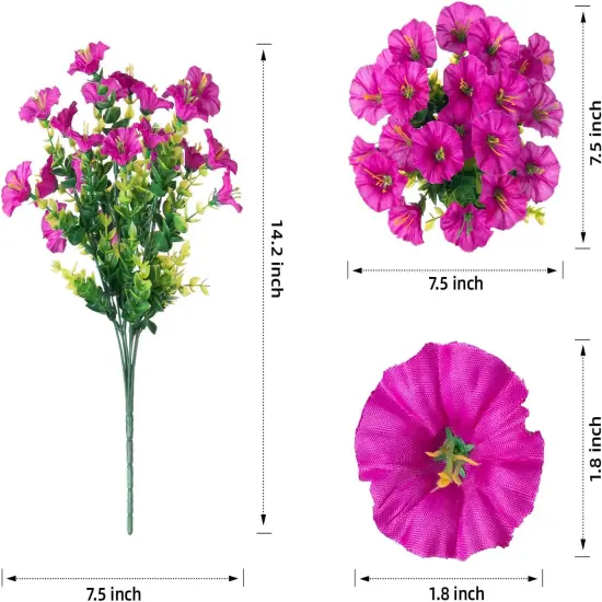 12 Bundles Faux Morning Glory &ndash; UV Resistant Artificial Flowers for Outdoor Porch & Yard Decor {4}