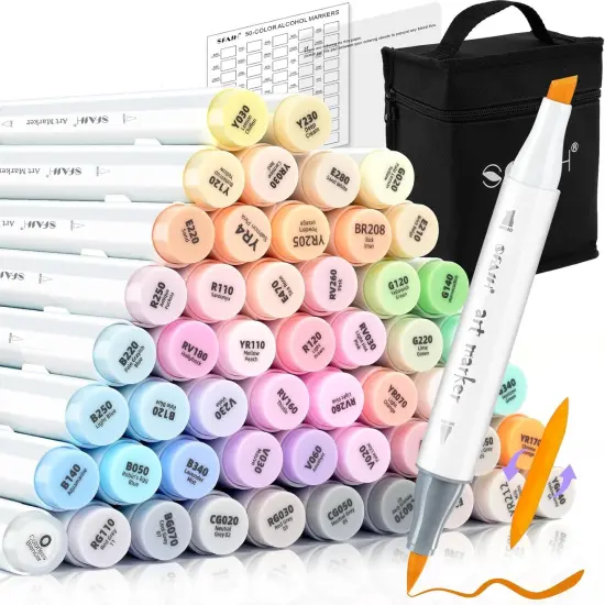 51 Colors Double Tipped Pastel Alcohol Markers {1}