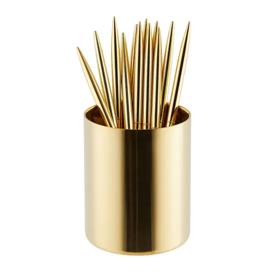 Gold Pen and Pencil Holder for Desk, Metal Organizer Holder for Makeup Brush (3.2 x 3.9 In) {6}