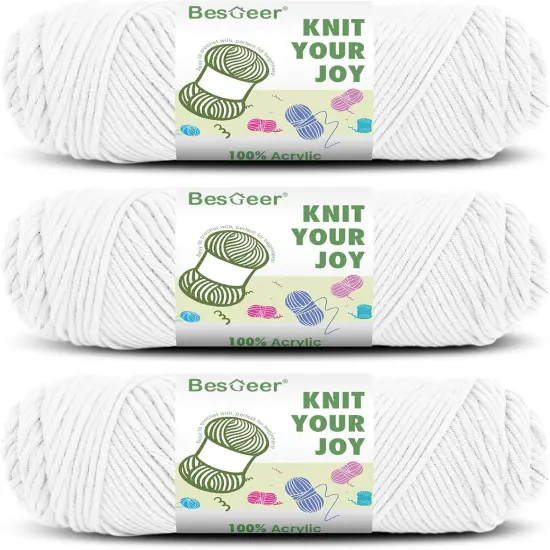 3 Pack of 100g/3.5oz Crochet WhiteYarn {1}