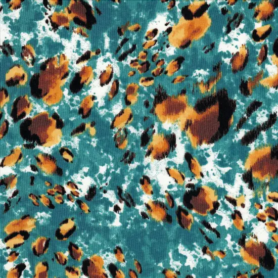 1 Yard DTY Animal Print Fabric Stretch Knit Soft Lightweight Polyester Spandex 58/60 Inch Wide TEAL {1}