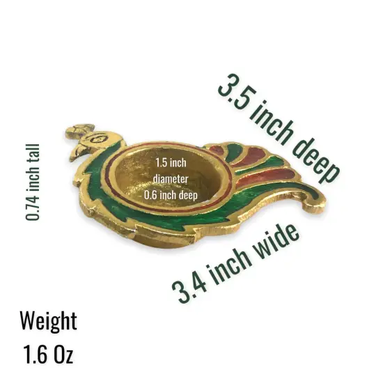 Peacock Deepam Brass Finish Diya Samai Deepak Oil Lamp Indian Festival Diwali Diya Hindu Puja Religious Home Decor Pooja Lamp Indian Housewarming Wedding Gift - Corporate Return Gift Golden {4}