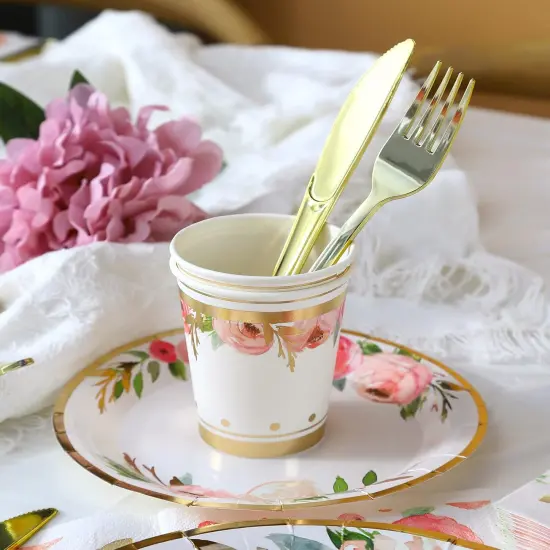 Baby Shower Flower Plates Floral Cups Knifes Forks {4}