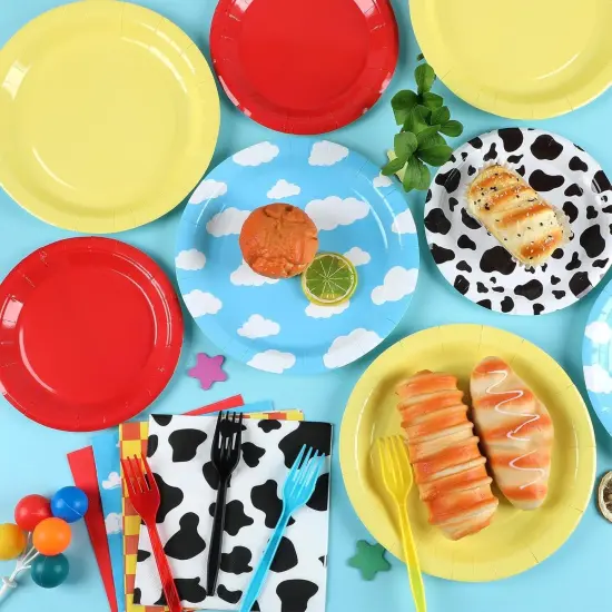 96PCS Cartoon Story Party Paper Plates and Napkins,24 Guests Baby Shower {5}
