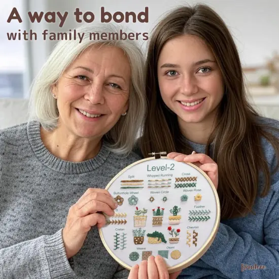 Bradove Beginner Embroidery Kit for Adults Kids, Learn to Embroider 37 Stitches and 13 Cute Patterns, Stitches Kit, Bead Embroidery Kit, Beginner Embroidery Practice {4}