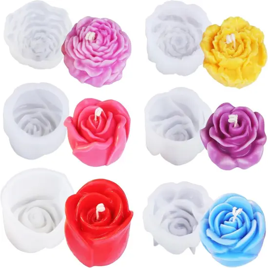 6 PCS Flower Silicone Candle Mold, Silicone Molds {1}