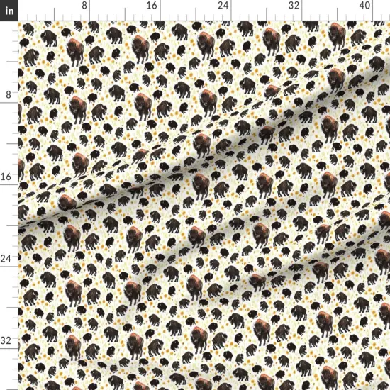 Various Fabrics by the Yard or Fat Quarter Bison Buffalo Daisy Southwestern Animal Nursery Custom Printed Fabric by Spoonflower {1}