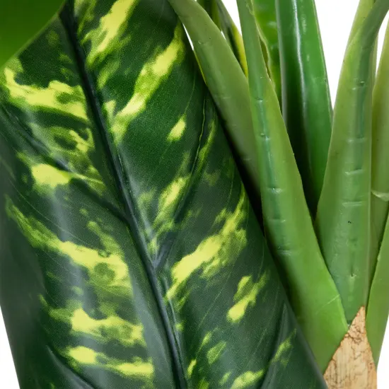 Northlight Wide Leaf Artificial Dieffenbachia Potted Plant - 59" Green {6}