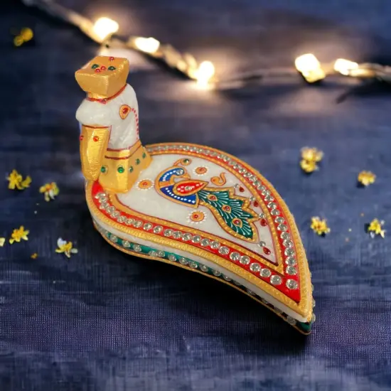 Marble Chopra, Peacock Haldi Kumkum Holder, Pooja Favor, Diwali Gift, Diwali Favor, Deewali Decor, Pooja Item {2}